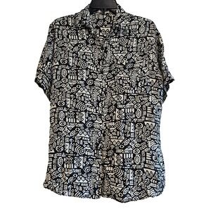 VTG Robert Stock Limited 100% silk Button Up Shirt Abstract Pattern